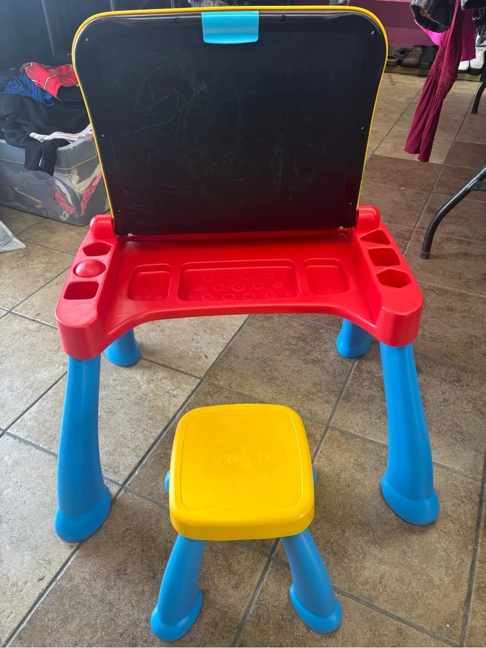 Interactive Learning Activity Desk and Stool - Yellow/Blue